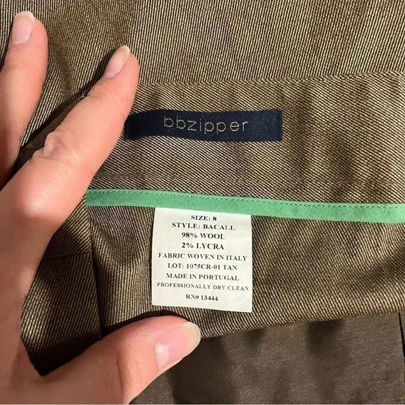 Barry Bricken bbzipper Bacall Trousers Pants Brown Wool Women's Size 8 Career - Picture 7 of 10